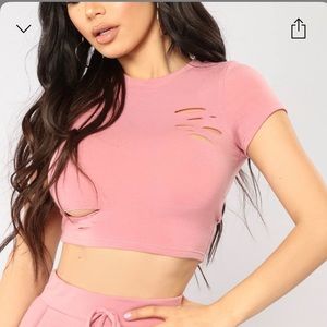 Pink fashion nova crop top brand new